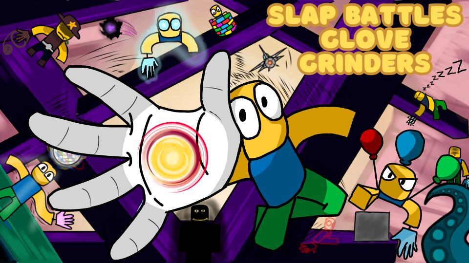 Discovery splash banner for Slap Battles: Glove Grinders Discord server