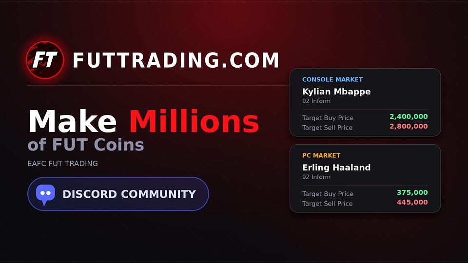 Discovery splash banner for FUT Trading - EAFC Trading Discord Discord server