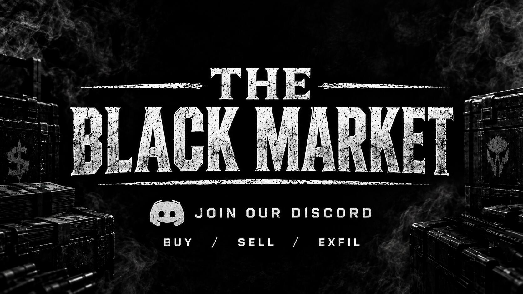 Discovery splash banner for Black Market Discord server