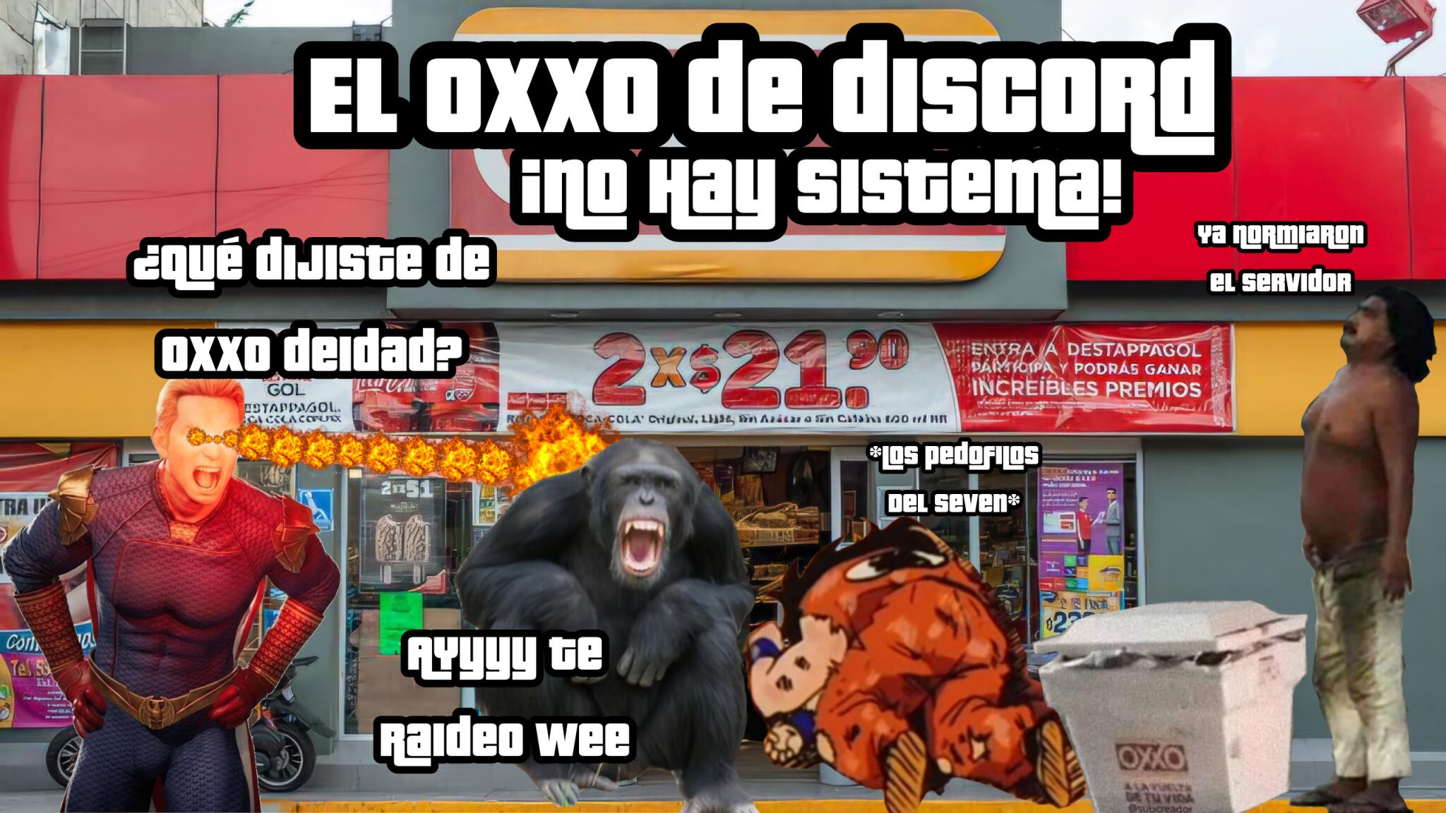 Discovery splash banner for El Oxxo de Discord: No hay sistema・Social・Gaming・Amigos・VC 24/7・México・Argentina・Colombia・Chile・Perú Discord server