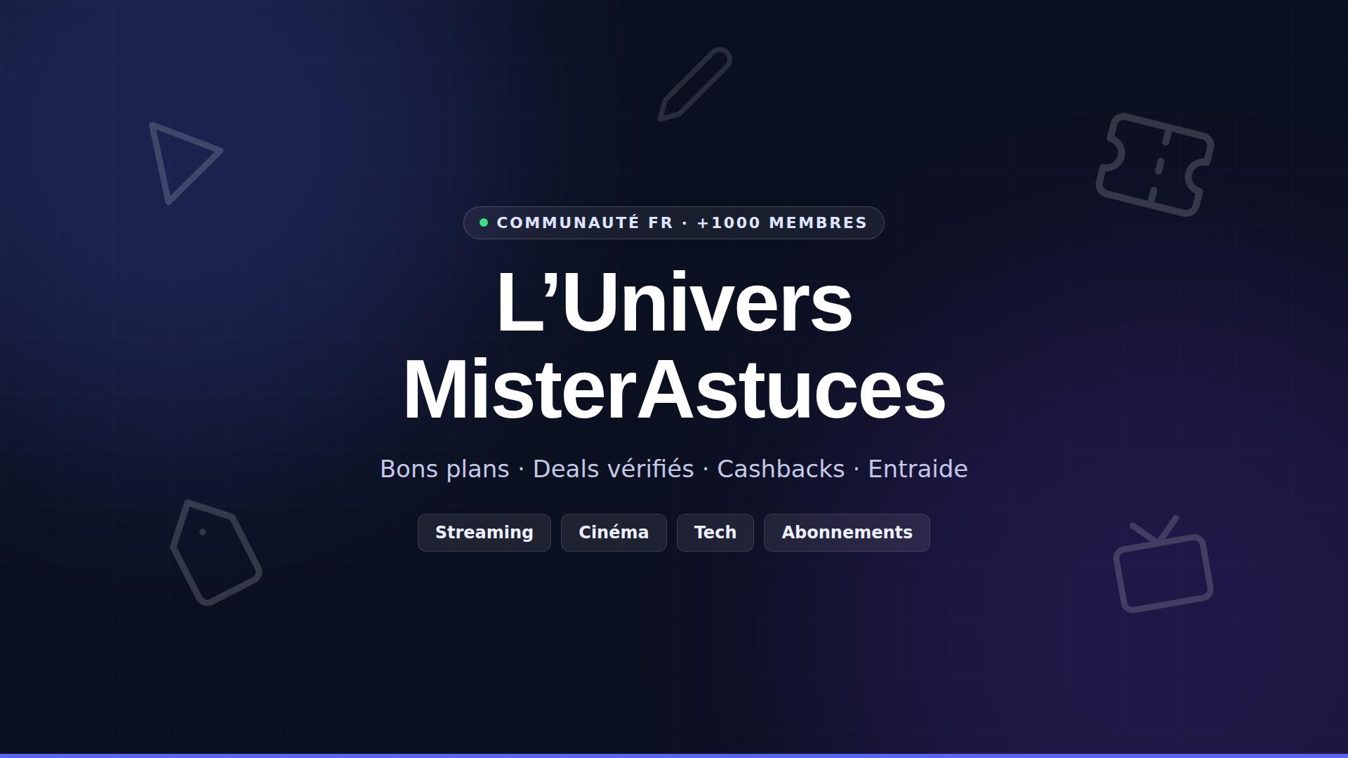 Discovery splash banner for L’Univers MisterAstuces Discord server