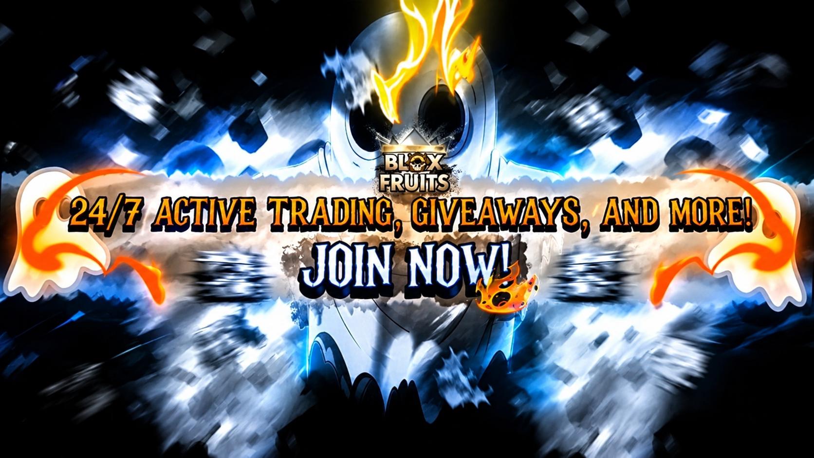 Discovery splash banner for Blox Fruits Trades | Values & Stocks Discord server