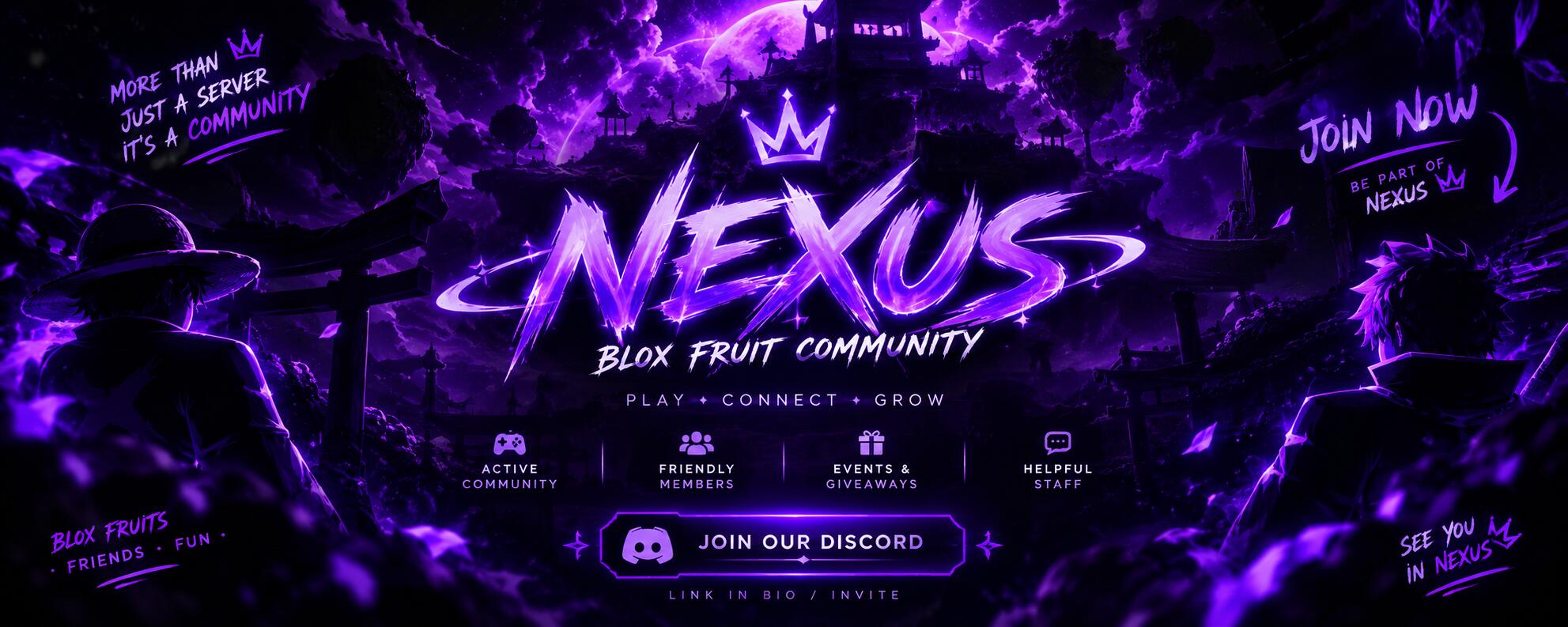 Discovery splash banner for Nexus | Blox Fruits Community Server Discord server