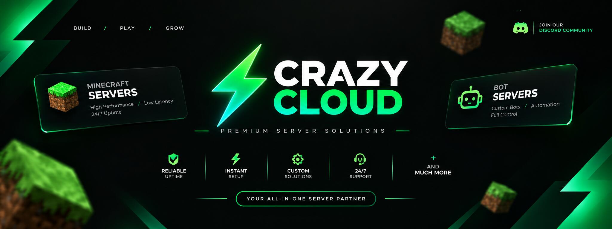 Discovery splash banner for Crazy Cloud™ | 24/7 Hosting Discord server