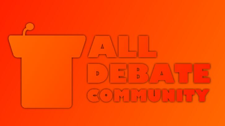 Discovery splash banner for All Debate Community Discord server