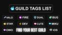Discovery splash banner for Guild Tags List | 100+ FREE GUILDS Discord server